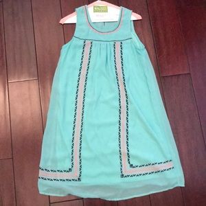 Teal Dress with Embroidery Detailing